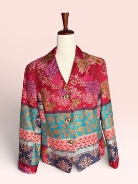 Coldwater Creek Floral Tapestry Blazer Size 16 Ret $99